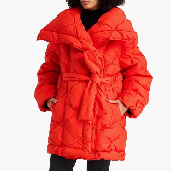 Goldbergh Tomato Red Lauren belted quilted shell down coat - Picture 4 of 11